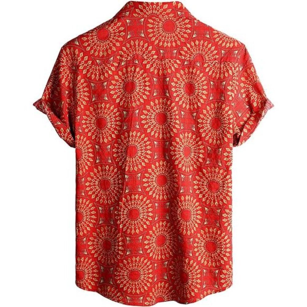 Men's Floral Hawaiian Shirts Short Sleeve Button Down Beach Shirts Suits - Picture 4 of 7
